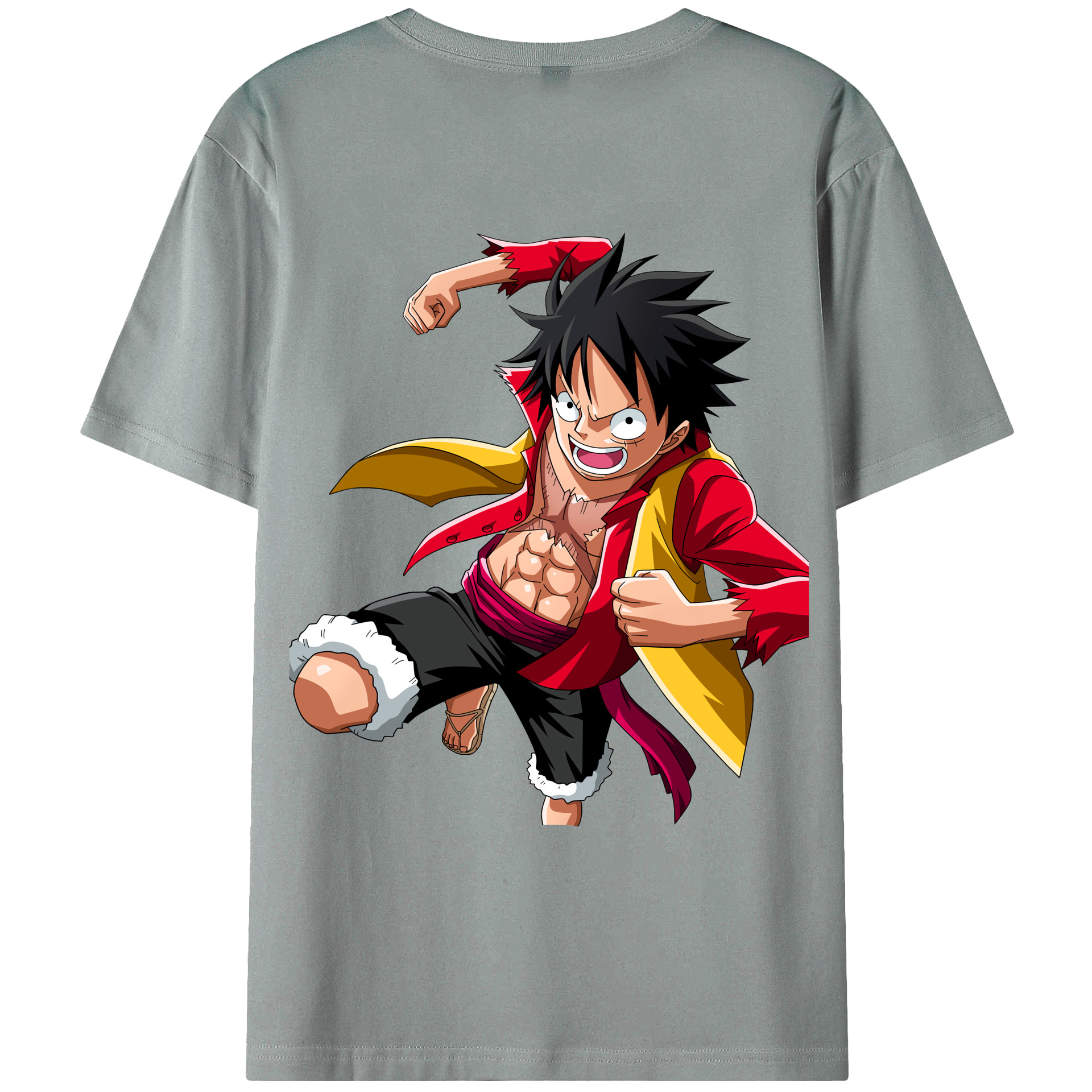 ワンピース モンキー・D・ルフィ ONE PIECE Monkey D. Luffy 綿100％ メンズ半袖Tシャツ（バックプリント） 通気性